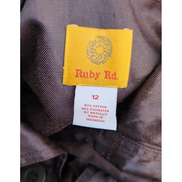 Ruby Rd Shiny Brown Lightweight Jacket Zipper Roll Tab Drawstring Waist Sz 12 - Picture 7 of 10